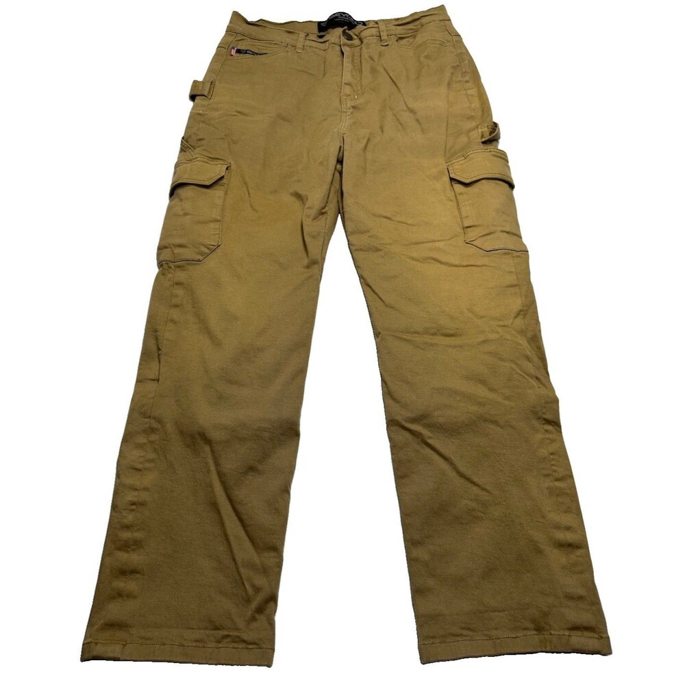 Men's Beyond Riders Motorcycle Cargo Loose Fit Pants Size 36 x 27 Light Brown